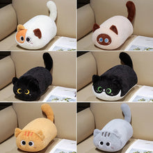 Load image into Gallery viewer, Black Cat Loaf Throw Pillow - Long Fat Cat Plush Cushion - Yellow Eyes-11