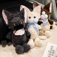 Load image into Gallery viewer, Black Devon Rex Stuffed Animal - French Bow Knot Design-Stuffed Animals-Cat Memorial Gifts,Devon Rex,Stuffed Animal-5
