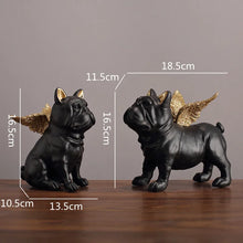 Load image into Gallery viewer, Black French Bulldog Statue - Darling Angel Wings - 2 pcs Set-B-1
