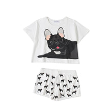 Load image into Gallery viewer, Black Frenchie Mom Cotton Crop Top and Shorts Sleeping Set-Pajamas-Apparel, Dog Mom Gifts, French Bulldog, Pajamas-12