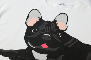 Black Frenchie Mom Cotton Crop Top and Shorts Sleeping Set-Pajamas-Apparel, Dog Mom Gifts, French Bulldog, Pajamas-2