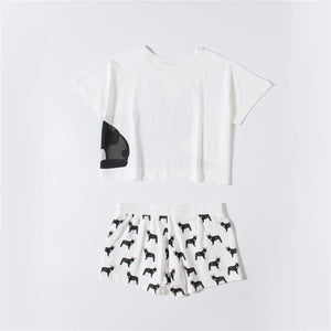 Black Frenchie Mom Cotton Crop Top and Shorts Sleeping Set-Pajamas-Apparel, Dog Mom Gifts, French Bulldog, Pajamas-5