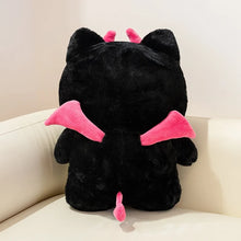 Load image into Gallery viewer, Black Grumpy Bombay Cat Plushie - Halloween Cat Plush - Big Eyes and Devil Horns-11