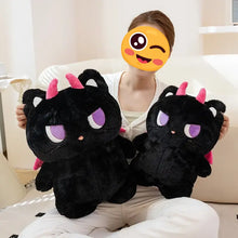 Load image into Gallery viewer, Black Grumpy Bombay Cat Plushie - Halloween Cat Plush - Big Eyes and Devil Horns-Stuffed Animals-Black Cat,Cat Memorial Gifts,Stuffed Animal-1