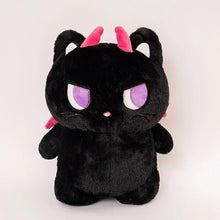 Load image into Gallery viewer, Black Grumpy Bombay Cat Plushie - Halloween Cat Plush - Big Eyes and Devil Horns-Black-35cm-1