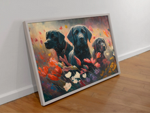 Load image into Gallery viewer, Black Lab Floral Symphony Wall Art Poster-Art-Black Labrador, Dog Art, Home Decor, Labrador, Poster-2