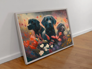 Black Lab Floral Symphony Wall Art Poster-Art-Black Labrador, Dog Art, Home Decor, Labrador, Poster-2