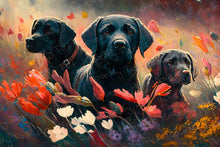 Load image into Gallery viewer, Black Lab Floral Symphony Wall Art Poster-Art-Black Labrador, Dog Art, Home Decor, Labrador, Poster-6