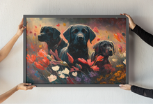 Load image into Gallery viewer, Black Lab Floral Symphony Wall Art Poster-Art-Black Labrador, Dog Art, Home Decor, Labrador, Poster-1