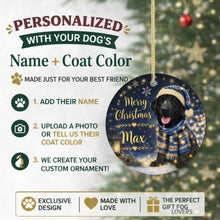 Load image into Gallery viewer, Black Labrador Christmas Ornament - Cozy Winter Pet Portrait Design - Personalize with Photo and Name-Christmas Ornament-Christmas,Christmas Ornament,Personalize Artwork-2