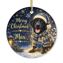 Load image into Gallery viewer, Black Labrador Christmas Ornament - Cozy Winter Pet Portrait Design - Personalize with Photo and Name-Christmas Ornament-Christmas,Christmas Ornament,Personalize Artwork-3