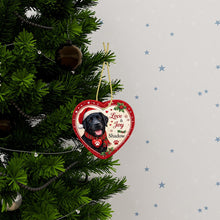 Load image into Gallery viewer, Black Labrador Christmas Ornament - Love &amp; Joy Heart Shaped Portrait - Personalized with Name-Christmas Ornament-Black Labrador,Christmas,Personalize Artwork-3