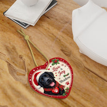 Load image into Gallery viewer, Black Labrador Christmas Ornament - Love &amp; Joy Heart Shaped Portrait - Personalized with Name-Christmas Ornament-Black Labrador,Christmas,Personalize Artwork-7