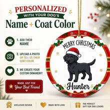 Load image into Gallery viewer, Black Labrador Christmas Ornament - Personalized Whimsical Holiday Cartoon Art Design - with Name-Christmas Ornament-Black Labrador,Christmas,Personalize Artwork-2