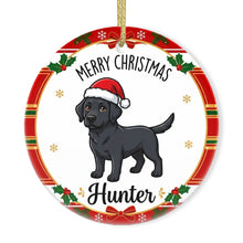 Load image into Gallery viewer, Black Labrador Christmas Ornament - Personalized Whimsical Holiday Cartoon Art Design - with Name-Christmas Ornament-Black Labrador,Christmas,Personalize Artwork-3