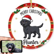 Load image into Gallery viewer, Black Labrador Christmas Ornament - Personalized Whimsical Holiday Cartoon Art Design - with Name-Christmas Ornament-Black Labrador,Christmas,Personalize Artwork-1