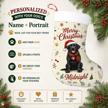 Load image into Gallery viewer, Black Labrador Christmas Stocking - Cozy Festive Wishes - Personalize with Photo and Name-Christmas Ornament-Christmas,Christmas Stocking,Personalize Artwork-2