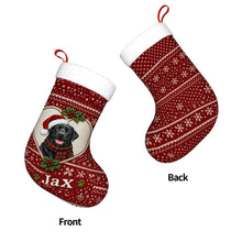 Load image into Gallery viewer, Black Labrador Christmas Stocking – Heart Knit Portrait – Personalize with Photo and Name-Christmas Ornament-Black Labrador,Christmas,Christmas Stocking,Personalize Artwork-4