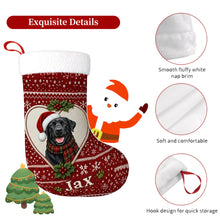 Load image into Gallery viewer, Black Labrador Christmas Stocking – Heart Knit Portrait – Personalize with Photo and Name-Christmas Ornament-Black Labrador,Christmas,Christmas Stocking,Personalize Artwork-5