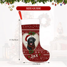 Load image into Gallery viewer, Black Labrador Christmas Stocking – Heart Knit Portrait – Personalize with Photo and Name-Christmas Ornament-Black Labrador,Christmas,Christmas Stocking,Personalize Artwork-6