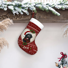 Load image into Gallery viewer, Black Labrador Christmas Stocking – Heart Knit Portrait – Personalize with Photo and Name-Christmas Ornament-Black Labrador,Christmas,Christmas Stocking,Personalize Artwork-8