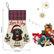 Load image into Gallery viewer, Black Labrador Christmas Stocking - Holly &amp; Tartan Portrait - Personalize with Photo and Name-Christmas Ornament-Christmas,Christmas Stocking,Personalize Artwork-4