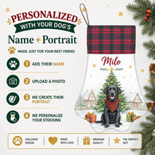 Load image into Gallery viewer, Black Labrador Christmas Stocking - Home for the Holidays - Personalize with Photo and Name-Christmas Ornament-Christmas,Christmas Stocking,Personalize Artwork-2