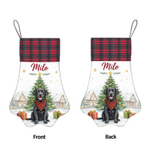Load image into Gallery viewer, Black Labrador Christmas Stocking - Home for the Holidays - Personalize with Photo and Name-Christmas Ornament-Christmas,Christmas Stocking,Personalize Artwork-5