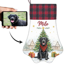 Load image into Gallery viewer, Black Labrador Christmas Stocking - Home for the Holidays - Personalize with Photo and Name-Christmas Ornament-Christmas,Christmas Stocking,Personalize Artwork-1