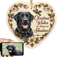 Load image into Gallery viewer, Black Labrador Dog Ornament - Christmas Wishes Design - Personalized with Name-Christmas Ornament-Christmas,Personalize Artwork-1
