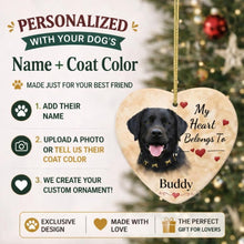 Load image into Gallery viewer, Black Labrador Dog Ornament - My Heart Belongs To Design - Personalized with Name-Christmas Ornament-Black Labrador,Christmas,Personalize Artwork-2