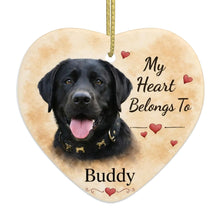 Load image into Gallery viewer, Black Labrador Dog Ornament - My Heart Belongs To Design - Personalized with Name-Christmas Ornament-Black Labrador,Christmas,Personalize Artwork-4