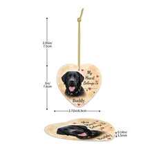 Load image into Gallery viewer, Black Labrador Dog Ornament - My Heart Belongs To Design - Personalized with Name-Christmas Ornament-Black Labrador,Christmas,Personalize Artwork-5