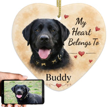 Load image into Gallery viewer, Black Labrador Dog Ornament - My Heart Belongs To Design - Personalized with Name-Christmas Ornament-Black Labrador,Christmas,Personalize Artwork-1