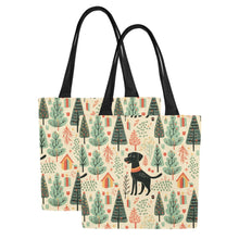 Load image into Gallery viewer, Black Labrador Holiday Frolic Large Canvas Tote Bags - Set of 2-Accessories-Accessories, Bags, Black Labrador, Labrador-11