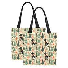 Load image into Gallery viewer, Black Labrador Holiday Frolic Large Canvas Tote Bags - Set of 2-Accessories-Accessories, Bags, Black Labrador, Labrador-12