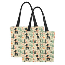 Load image into Gallery viewer, Black Labrador Holiday Frolic Large Canvas Tote Bags - Set of 2-Accessories-Accessories, Bags, Black Labrador, Labrador-13