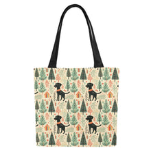 Load image into Gallery viewer, Black Labrador Holiday Frolic Large Canvas Tote Bags - Set of 2-Accessories-Accessories, Bags, Black Labrador, Labrador-7