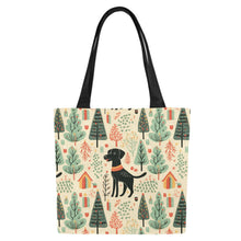 Load image into Gallery viewer, Black Labrador Holiday Frolic Large Canvas Tote Bags - Set of 2-Accessories-Accessories, Bags, Black Labrador, Labrador-8