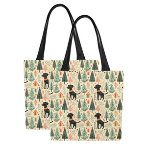 Black Labrador Holiday Frolic Large Canvas Tote Bags - Set of 2-Accessories-Accessories, Bags, Black Labrador, Labrador-Four Labradors-Set of 2-2