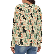 Load image into Gallery viewer, Black Labrador Holiday Frolic Women&#39;s V-Neck Christmas Sweater-Apparel-Apparel, Black Labrador, Labrador, Sweater-2