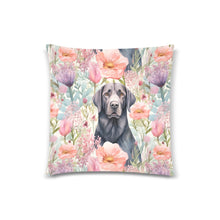 Load image into Gallery viewer, Black Labrador in a Blush of Spring Throw Pillow Covers-2