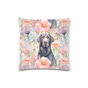 Black Labrador in a Blush of Spring Throw Pillow Covers-2