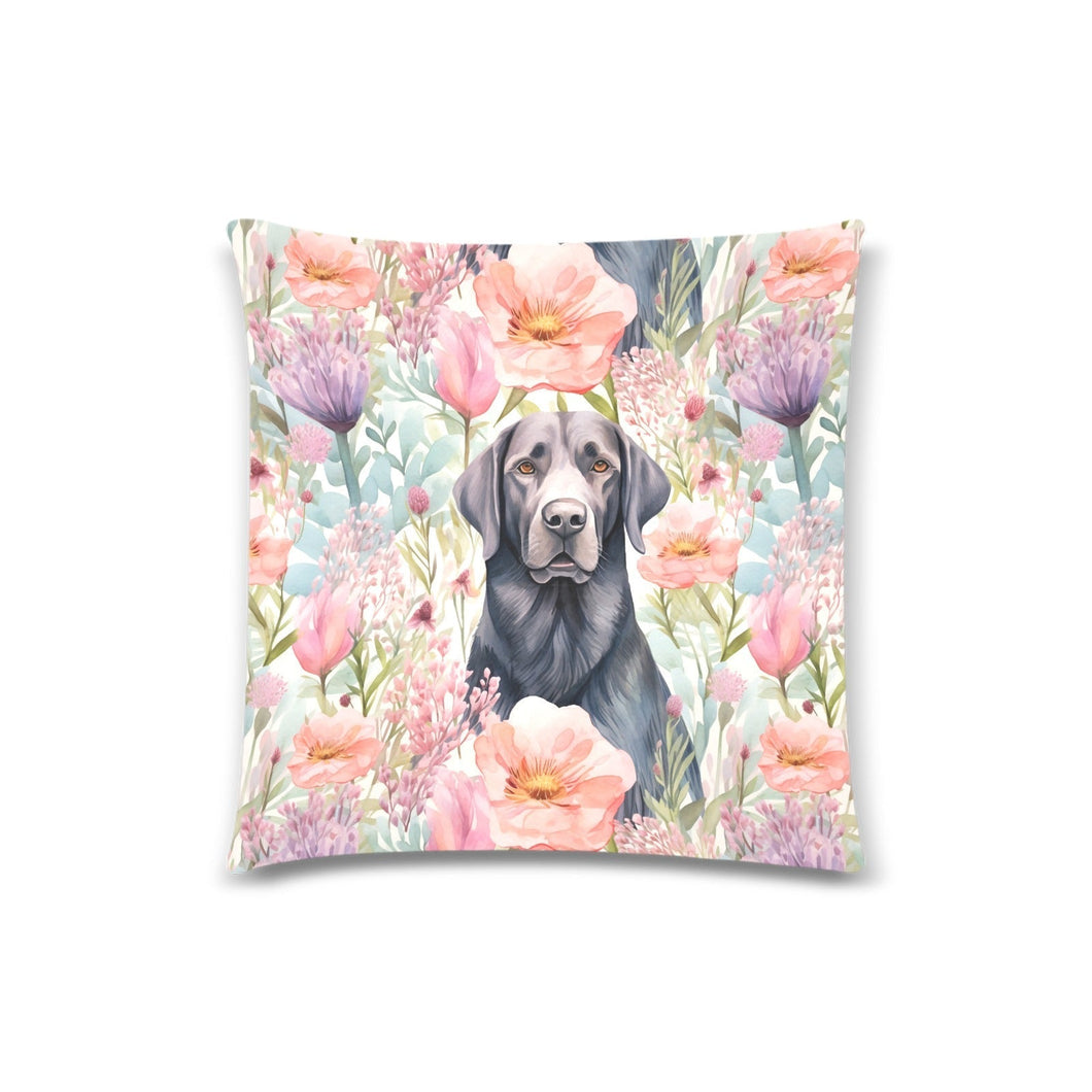 Black Labrador in a Blush of Spring Throw Pillow Covers-White-ONESIZE-1