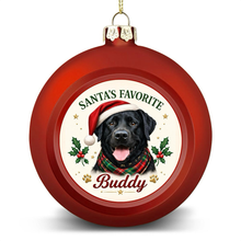 Load image into Gallery viewer, Black Labrador Ornament - Classic Red Round Shape - Santa's Favourite Design - Personalized with Name-Christmas Ornament-Black Labrador,Christmas,Personalize Artwork-4