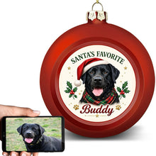 Load image into Gallery viewer, Black Labrador Ornament - Classic Red Round Shape - Santa's Favourite Design - Personalized with Name-Christmas Ornament-Black Labrador,Christmas,Personalize Artwork-1