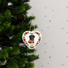 Load image into Gallery viewer, Black Labrador Ornament - Personalized Heart Shaped Christmas Rose Border - with Name-Christmas Ornament-Black Labrador,Christmas,Personalize Artwork-3