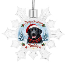 Load image into Gallery viewer, Black Labrador Ornament - Personalized Snowflake Shaped Christmas Snow Globe Design - with Name-Christmas Ornament-Black Labrador,Christmas,Personalize Artwork-4