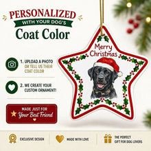 Load image into Gallery viewer, Black Labrador Ornament - Personalized Star Shaped Christmas Folk-Art Design-Christmas Ornament-Black Labrador,Christmas,Personalize Artwork-2