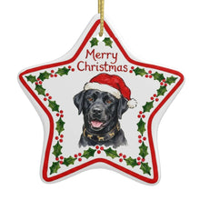Load image into Gallery viewer, Black Labrador Ornament - Personalized Star Shaped Christmas Folk-Art Design-Christmas Ornament-Black Labrador,Christmas,Personalize Artwork-3